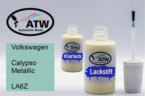 Volkswagen, Calypso Metallic, LA6Z: 20ml Lackstift + 20ml Klarlack - Set, von ATW Autoteile West.